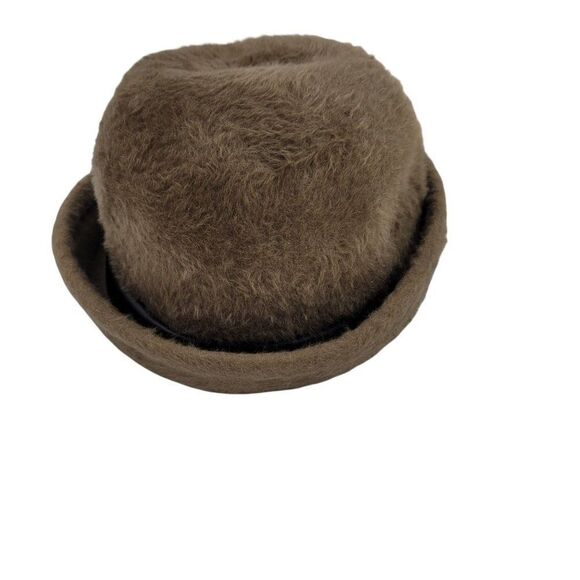 60's Mr. John Sophisticate Mystere Brown Fuzzy Cloche Hat Faux Leather Bow - Picture 9 of 15